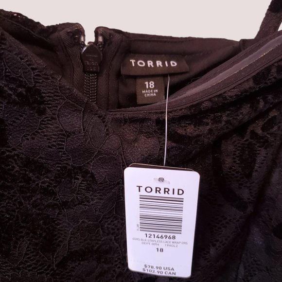 NWT Black Lace Strapless Wrap Dress - Picture 3 of 6